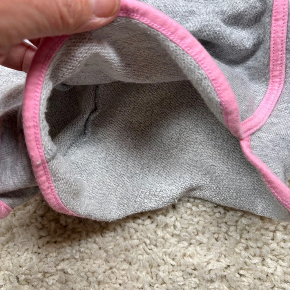 Kids H&M Girls Gray Sweat Shorts Pink‎ Trim Bow Elastic Waist Lounge Wear Size S